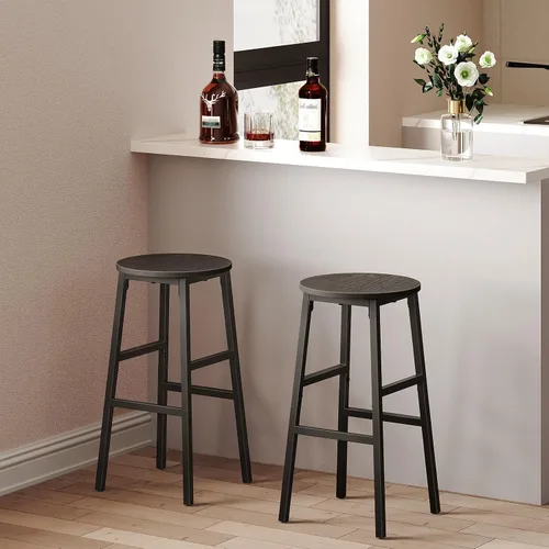 Miniatura 5 de MAHANCRIS Taburetes de bar, juego de 2 sillas de bar redondas con reposapiés, taburetes de bar de desayuno de cocina de 24.4 pulgadas, taburetes