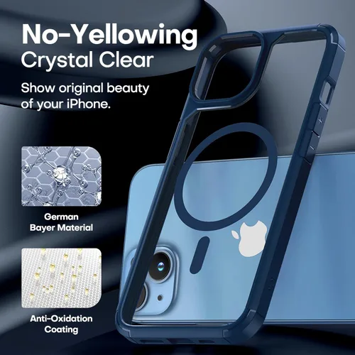 Miniatura 6 de TAURI Funda magnética 5 en 1 diseñada para iPhone 13 para iPhone 14, [compatible con MagSafe] con 2 protectores de pantalla + 2 protectores de lente