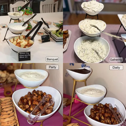 Miniatura 7 de Miamolo Tazones de Servir de 3 Niveles con Soporte, Platos para Servir Chips y Conjunto de Servir Dip para Fiestas de Entretenimiento, Cuenco
