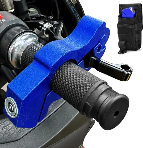 Cerraduras de motocicleta manillar antirrobo, azul | Cerradura de agarre resistente, bloqueo de freno, para motocross, ciclomotor, scooter, ATV,