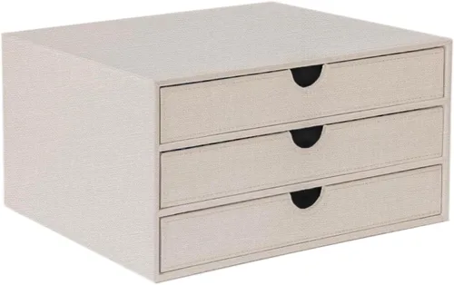 Organizador de Documentos UnionBasic, Caja de Almacenamiento de Archivos con 3 Cajones, Organizador de Archivos para Escritorio de Oficina, Beige