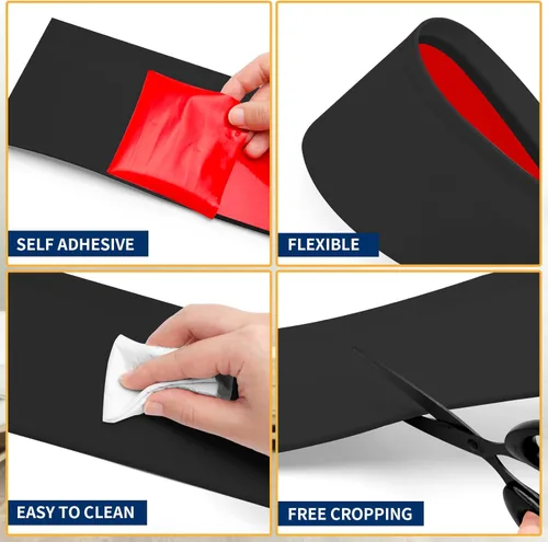 Miniatura 3 de Moldura Flexible para Zócalo de 4 Pulgadas, Ribete de Base de Pared de Vinilo Autoadhesiva, Base Cove de Despegar y Pegar, Moldura de Zócalo de Negro