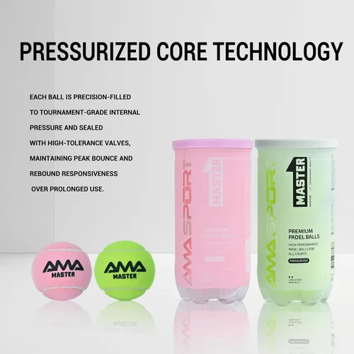 Miniatura 4 de AMA SPORT Pelotas de pádel presurizadas que cumplen con los estándares de competiciones y torneos adecuados para cualquier superficie o sitio Rosa