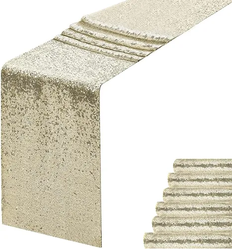 Miniatura 8 de Camino de mesa de lentejuelas negras de 12 x 72 pulgadas, paquete de 6 caminos de mesa con purpurina para decoración de fiestas, baby shower