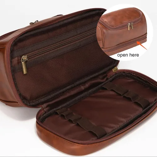 Miniatura 4 de Neceser personalizado para hombres, marido, novio, papá, kit de viaje de cuero de gran capacidad, hecho a mano, nombre personalizado, regalo único