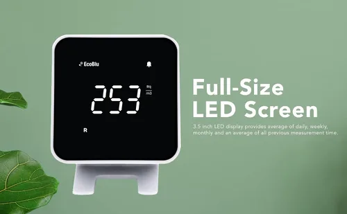 Miniatura 4 de Ecosense EB100 EcoBlu, detector de radón doméstico, captura y muestra resultados cada 10 minutos, monitoreo continuo a corto y largo plazo, fácil