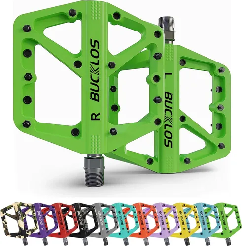 Miniatura 16 de BUCKLOS Pedales de Bicicleta de Montaña MTB Pedales Planos, Bicicleta de Carretera para Adultos Plataforma Grande Pedal Antideslizante de Nylon