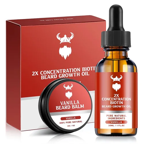 Kit de Crecimiento de Barba MistySprite - Concentración 2X de Biotina para Hombres, Ingredientes Naturales con Aceite de Argán, Aceite de Jojoba y
