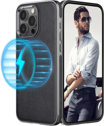 Miniatura 14 de LOHASIC Funda de piel para iPhone 15 Pro Max, funda magnética suave compatible con accesorios MagSafe, funda de diseño minimalista clásico i Phone