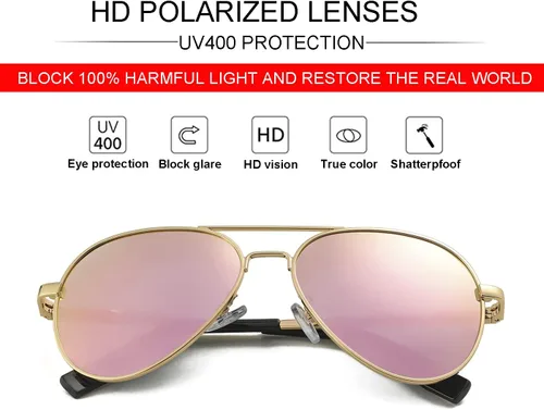 Miniatura 21 de Gafas de sol polarizadas de aviador pequeñas para niñas y niños de 4 a 16 años