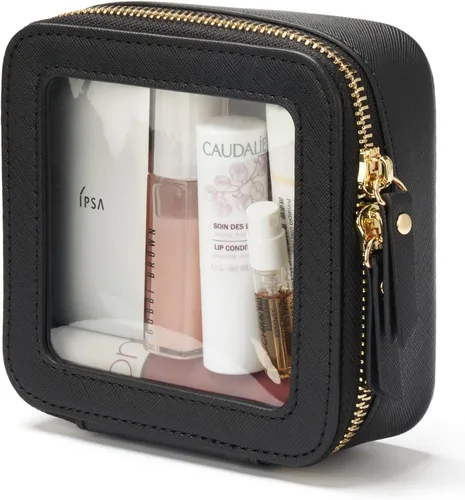 Miniatura 45 de Bolsa de maquillaje transparente Popvibe, estuche de cosméticos de viaje con cremallera, bolsa de aseo transparente con cremallera, organizador Malva
