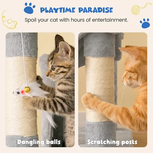 Miniatura 8 de MWPO Árbol para gatos multinivel de 63.8 pulgadas para gatos grandes con postes rascadores cubiertos de sisal, plataforma acolchada, hamaca
