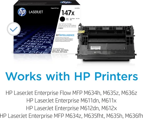 Miniatura 2 de HP Cartucho de tóner negro de alto rendimiento 147X Funciona con LaserJet Enterprise M611, M612, MFP M634, M635, M636 W1470X