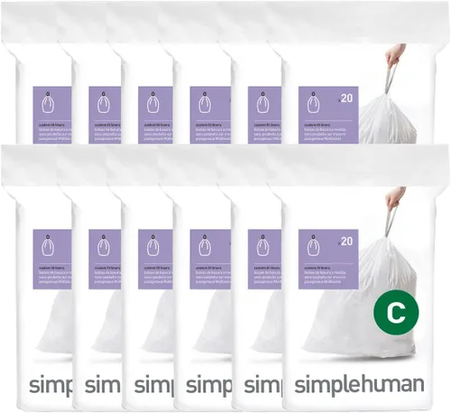 Miniatura 32 de simplehuman Forro para bote de basura de ajuste personalizado, 45 litros/12 galones, 20 unidades (paquete de 2)