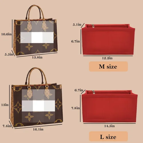 Miniatura 3 de D.DUO Organizador de bolso con cremallera, organizador de mano para LV ONTHEGO (L, (14.5 x 6.7 x 7.8), rojo)