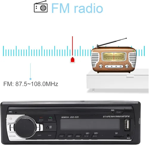 Miniatura 4 de Receptor estéreo de coche multimedia, pantalla LED de control de voz AI, llamadas manos Bluetooth, soporte MP3 WMA WAV, USB2.0 Reproductor de MP3