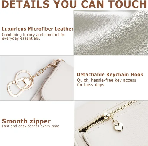 Miniatura 5 de Cartera pequeña para mujer, con bloqueo RFID, delgada y bolsillo para monedas, tarjetero plegable para tarjetas de crédito con ventana