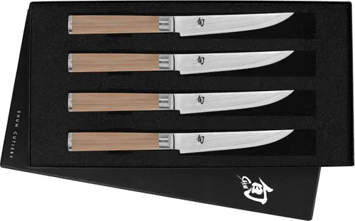 Miniatura 9 de Shun Juego clásico de cuchillos para carne de 4 piezas 4.75" Knives, Handcrafted Japanese Steak Knife Set, VG-MAX Core, Damascus Stainless Steel
