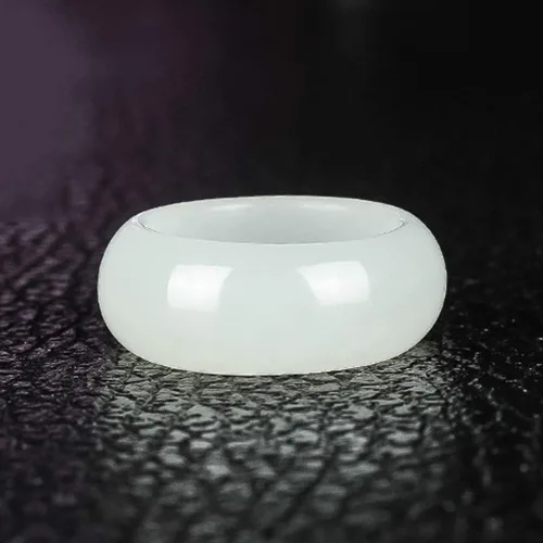 Miniatura 2 de BXSMNH Anillo de jade verde genuino para hombres y mujeres, anillo de jade hetian natural, joyería de eternidad de buena suerte
