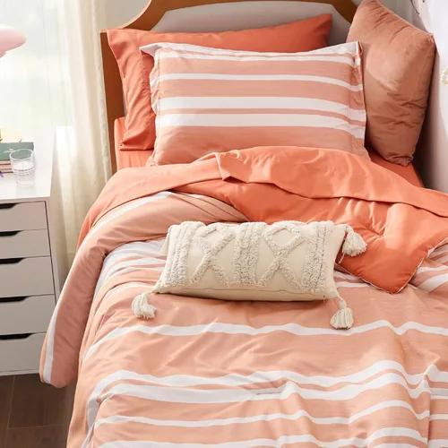 Miniatura 36 de Bedsure Juego de ropa de cama con edredón tamaño individual de 5 piezas, juego de ropa de cama a rayas azules para todas las estaciones, reversible