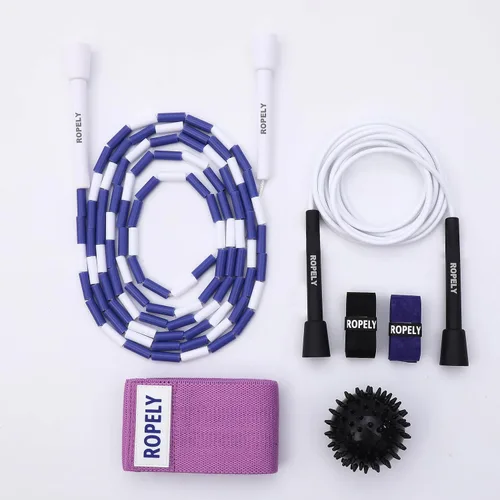 Miniatura 10 de Cuerda de saltar 6 en 1 para principiantes con cuerda segmentada sin enredos, cuerda de cuentas segmentada, cuerda de PVC, bola de masaje, banda