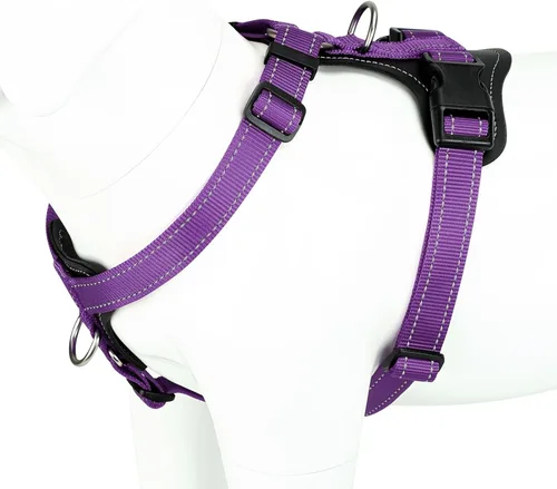 Miniatura 17 de Plutus Pet Arnés ajustable sin tirones para perro con detalles de cuero, chaleco de nailon reflectante resistente para entrenamiento, senderismo