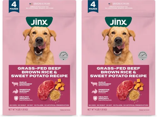 Jinx Alimento seco prémium para perros, para todas las edades de vida, croquetas de carne de res, arroz integral y batata con superalimentos para
