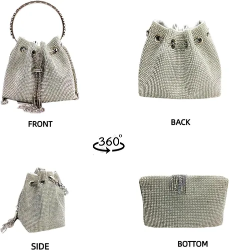 Miniatura 6 de Bolsas de diamantes de imitación para mujer, bolso de mano con lentejuelas brillantes, bolso de noche para boda, cóctel, graduación, fiesta, club