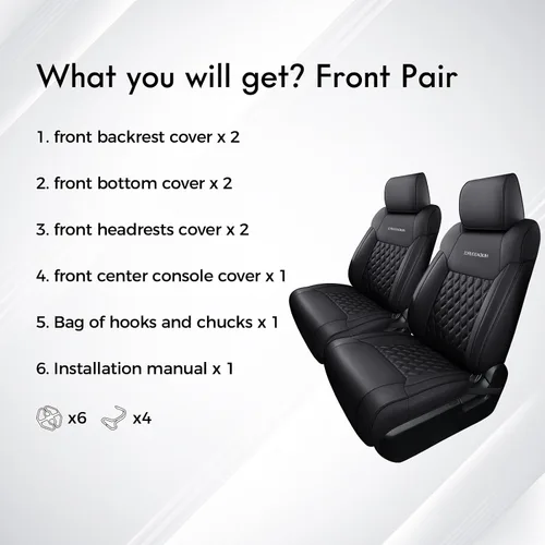 Miniatura 9 de Huidasource - Fundas de asiento delantero para Tundra, funda de cojín de asiento de cuero negro automotriz de cobertura completa, ajuste