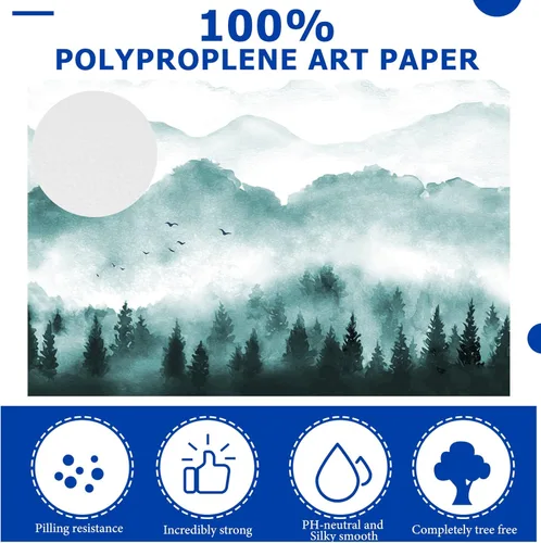 Miniatura 4 de Fuutreo 20 hojas de papel de acuarela grande de 140 libras, papel de dibujo pesado para pintura blanca, suministro de arte para principiantes