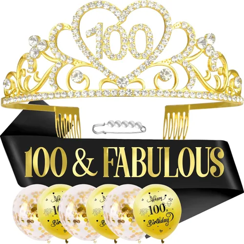 Miniatura 11 de Kit de tiara y banda de cumpleaños número 75 – '75 y fabuloso' banda negra y corona de diamantes de imitación dorados para mujer 75 cumpleaños