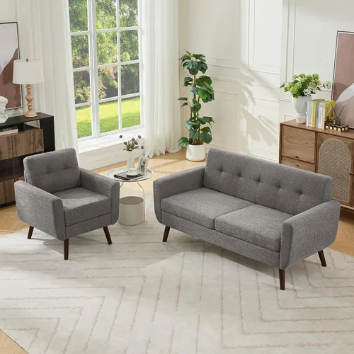 Miniatura 10 de Tbfit Sofá en Forma de L, Sofás Seccionales Modernos de Mediados de Siglo de 80" de Ancho, Sofás de 3 Plazas con Chaise Lounge Amplio, Sofá Beige