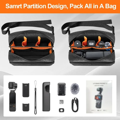 Miniatura 3 de PGmoon Funda de transporte compatible con DJI Osmo Pocket 3 Creator Combo Accesorios, Bolsa protectora de almacenamiento de mano/honda con múltiples