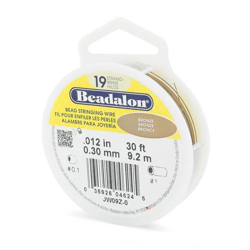 Miniatura 27 de Beadalon Alambre de cuerda de cuentas de acero inoxidable de 19 hebras, 0.018 pulgadas / 0.018 in, bronce, 100 pies / 101.7 ft