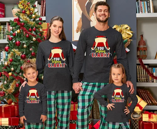 Miniatura 3 de Camiseta familiar de manga larga con texto en inglés "You Serious Clark Christmas