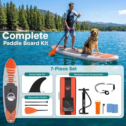 Miniatura 5 de SereneLife Tabla de remo inflable (6 pulgadas de grosor), accesorios prémium, bolsa de transporte, posición amplia, aleta inferior para control