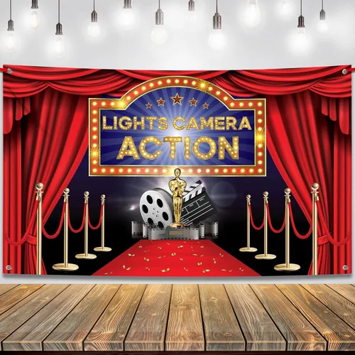 KatchOn, Fondo de acción para cámara con luces XtraLarge - 72 x 44 pulgadas | Decoración de fiesta temática de película | Decoraciones de fiesta