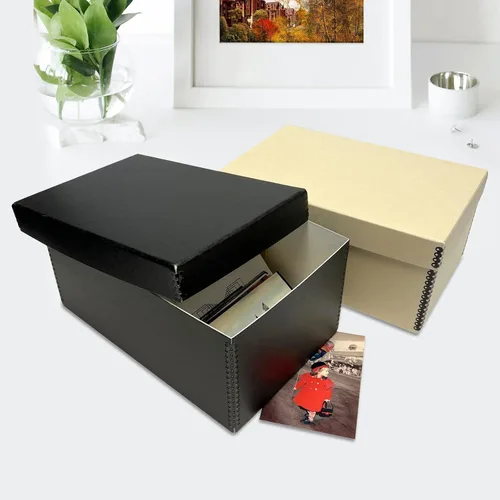 Miniatura 8 de Lineco Caja de tarjetas fotográficas, almacenamiento de archivo de calidad de museo, sin ácidos con tapa extraíble, almacenamiento a granel