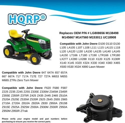 Miniatura 5 de HQRP Bomba de combustible compatible con John Deere LG808656 M138498 M145667 Reemplazo compatible con 647 657 667 LA115 L120 L130 LA130 LA140 LA150