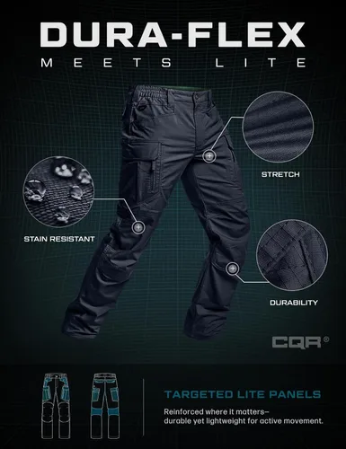 Miniatura 65 de CQR – Pantalones tácticos elásticos tipo cargo para hombre, resistentes al agua, de tela ripstop (antidesgarros), ligeros, ideales para uso diario