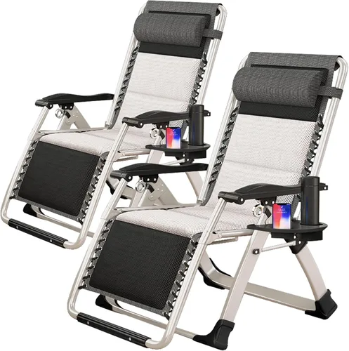 Miniatura 13 de ABORON Silla de gravedad cero mejorada con cojín para reposabrazos, sillas plegables de lona de primera calidad para exteriores, sillas de patio