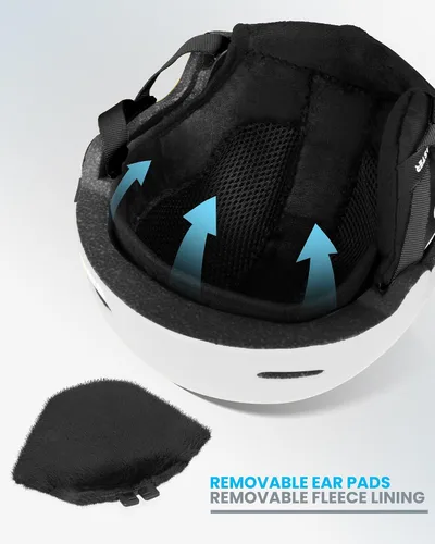 Miniatura 5 de OutdoorMaster - Juego de casco y gafas de esquí para niños, casco de snowboard, carcasa de PC duradera y espuma EPS, casco de nieve con 12 Blanco