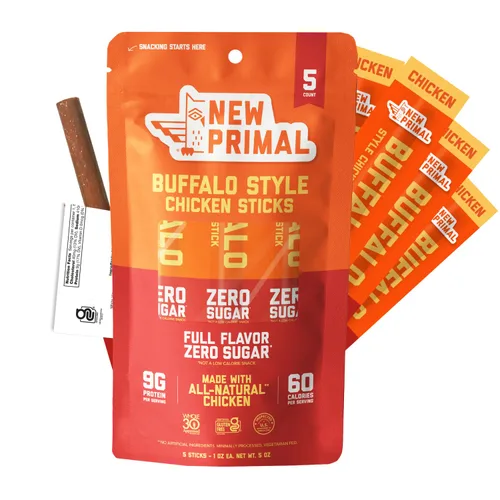 Miniatura 10 de The New Primal Buffalo Chicken Sticks, Keto, sin gluten, bocadillos saludables, sin azúcar, bajo en carbohidratos, alto en proteínas, charqui