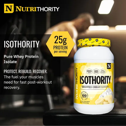 Miniatura 2 de Nutrithority - Polvo de proteína de suero aislado Isothority con proteína ultraabsorbible y BCAA para construir músculo y acelerar la recuperación