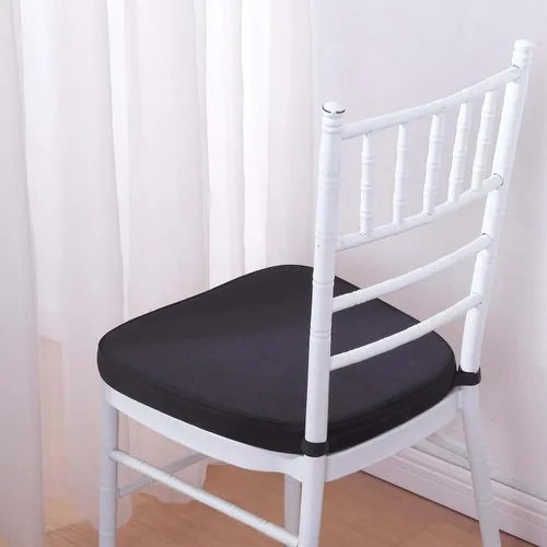 Miniatura 8 de Efavormart Cojín de 2" de espesor para silla Chiavari en negro, cojín de asiento de espuma con efecto memoria con lazos y funda extraíble