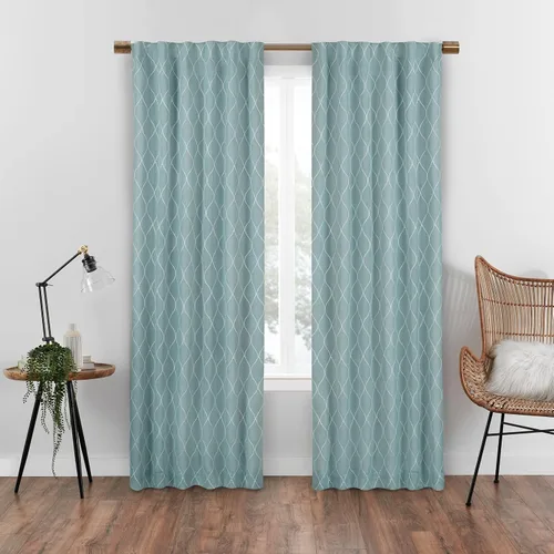 Eclipse Absolute Zero Nora Geo - Cortinas opacas con aislamiento térmico y bolsillo para barra, para dormitorio, panel individual, 50 x 63 pulgadas,