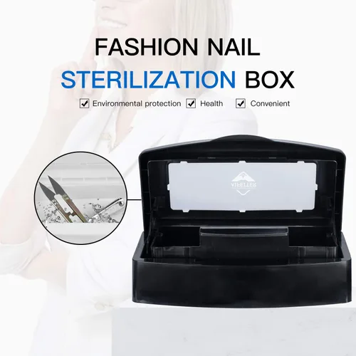 Miniatura 2 de Bandeja de esterilización de plástico, bandeja de esterilización, caja esterilizadora limpia, organizador de almacenamiento para uñas, pinzas, Negro