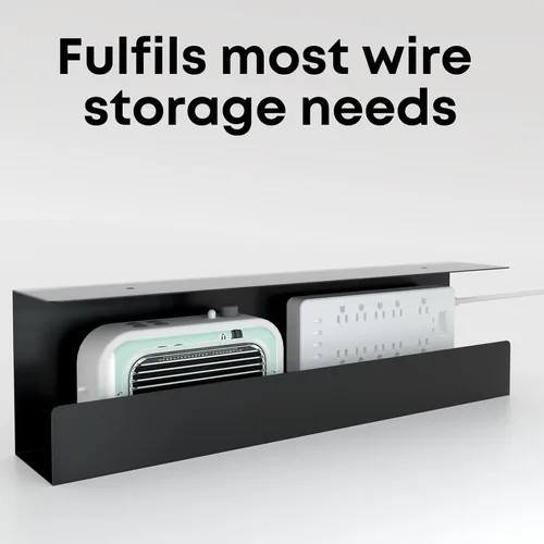 Miniatura 4 de Organizador de cables debajo del escritorio, bandeja de gestión de cables de 17 pulgadas, soporte para regleta de alimentación, organizador