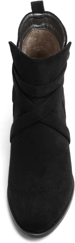Miniatura 3 de WAYDERNS Botas altas de tobillo de gamuza para mujer, con correa de tobillo, puntera redonda, bloque sólido, tacón bajo, 2 pulgadas
