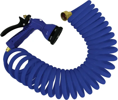 WHITECAP IND Whitecap P0440B - Manguera en espiral con boquilla ajustable, 15 pies, color azul